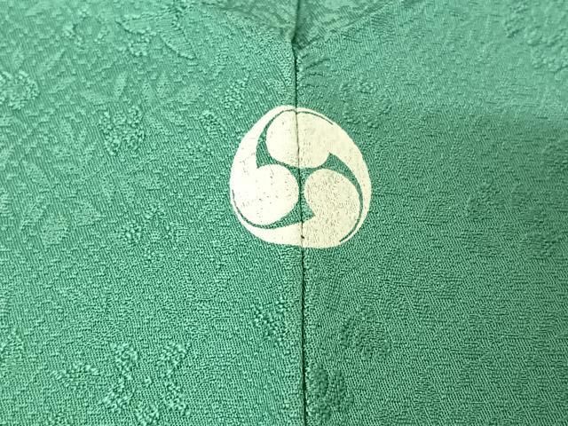  平和屋着物▽上質な色無地 単衣 草花地紋 青竹色 正絹 jh 色無地 着物