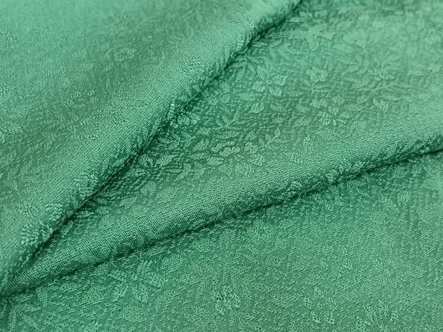 平和屋着物▽上質な色無地 単衣 草花地紋 青竹色 正絹 jh