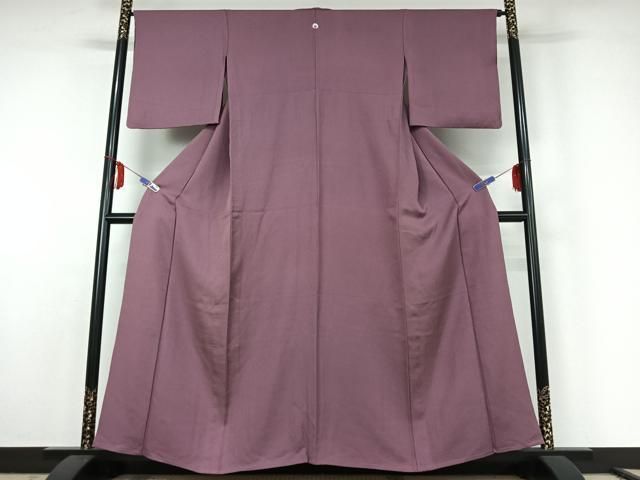 平和屋着物▽上質な色無地 単衣 京紫色 正絹 jh