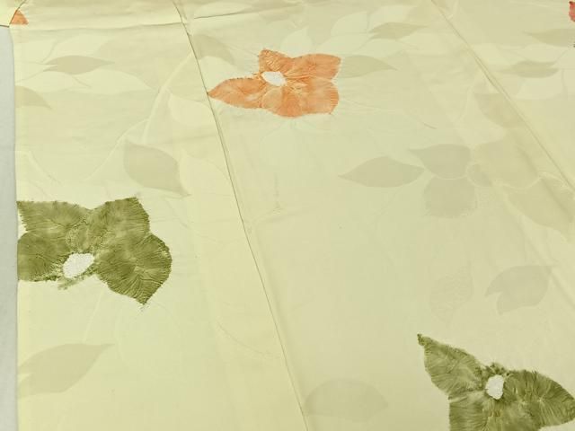  平和屋着物▽上質な小紋 単衣 絞り 草花文 暈し染め 正絹 jh 小紋 着物