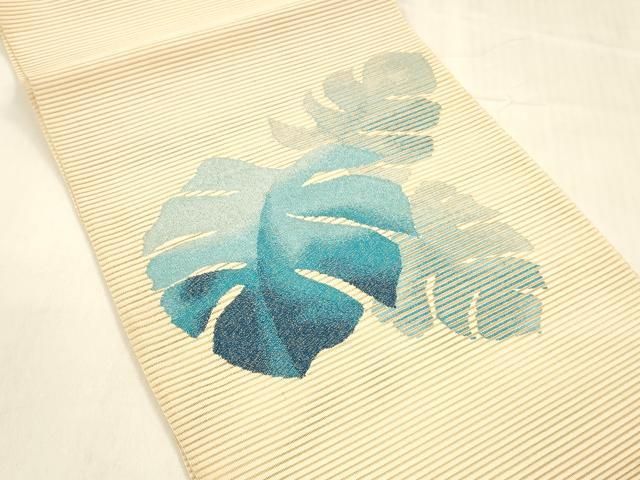 平和屋着物＊夏物 絽綴れ 八寸名古屋帯 草葉文 正絹 cm