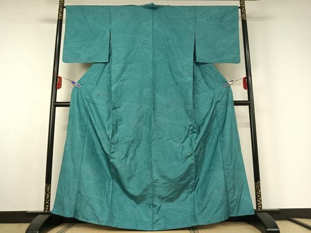 平和屋着物▽本場大島紬 単衣 120亀甲 流水花文 正絹 jh