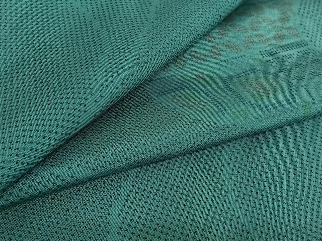 平和屋着物▽本場大島紬 単衣 120亀甲 流水花文 正絹 jh