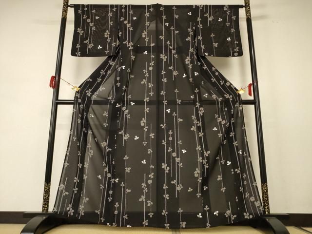 平和屋着物＊夏物 小紋 絽 萩 銀彩 正絹 jd