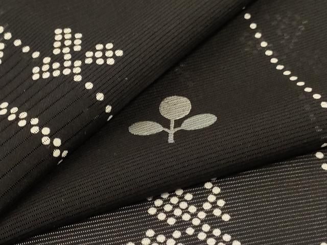 平和屋着物＊夏物 小紋 絽 萩 銀彩 正絹 jd