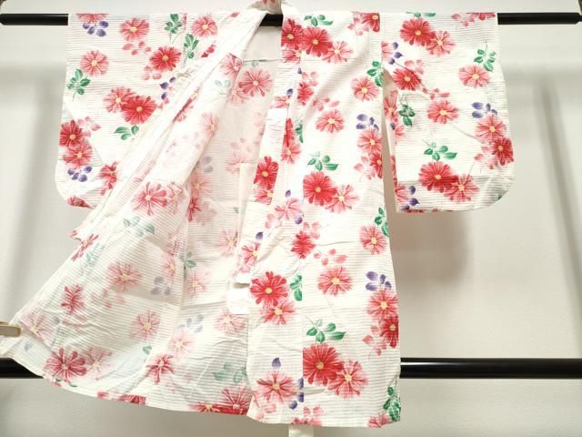 平和屋着物∴夏物 浴衣 子供 女の子 舞花文 綿 ng