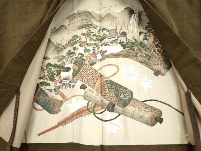 平和屋着物○男性 紬 アンサンブル 赤墨色 正絹 逸品 DAAY9962az