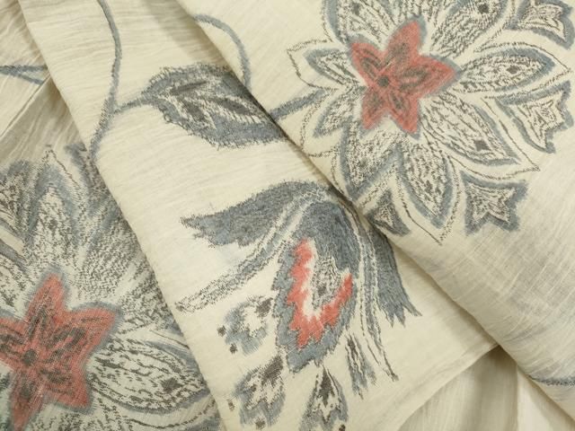 平和屋着物＊夏物 小千谷ちぢみ 更紗花唐草文 麻 ze