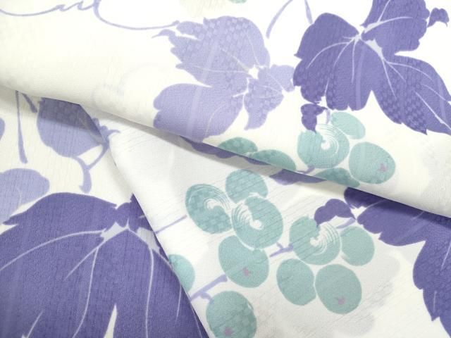 平和屋着物＊夏物 小紋 紗 葡萄蔦の葉文 洗える着物 ze