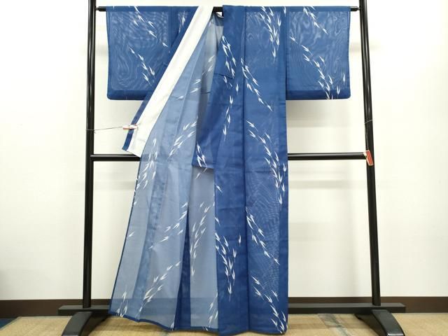  平和屋着物＊夏物 小紋 絽 草花文 洗える着物 ze 小紋 着物