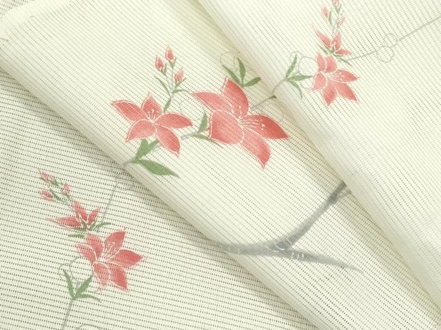 平和屋着物＊夏物 小紋 絽 枝花文 洗える着物 ♥ ze