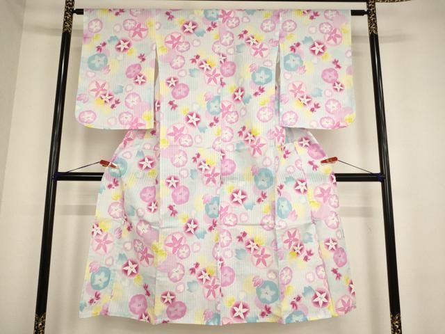 平和屋着物∴夏物 子供 女の子 浴衣 金魚 朝顔 ja