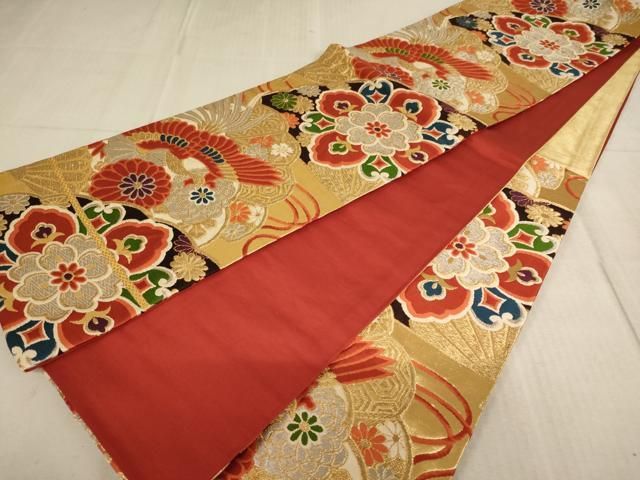 平和屋着物∵子供 六通柄袋帯 鳳凰花文 金銀糸 逸品 AABE2166ja 平和屋着物∵子供 六通柄袋帯 鳳凰花文 金銀糸 逸品 AABE2166ja