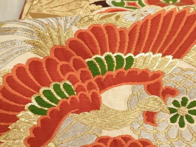 平和屋着物∵子供 六通柄袋帯 鳳凰花文 金銀糸 逸品 AABE2166ja 平和屋着物∵子供 六通柄袋帯 鳳凰花文 金銀糸 逸品 AABE2166ja