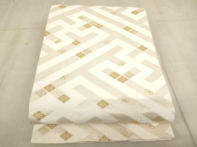 平和屋着物∵子供 丸帯 紗綾形花菱文 金糸 ja