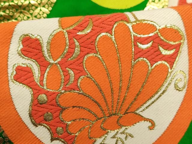 平和屋着物∵子供 全通柄袋帯 唐織 花蝶丸文 金糸 逸品 AABE2172ja