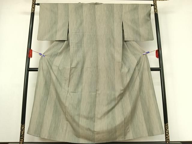 平和屋着物▽本塩沢 単衣 縞 正絹 jh