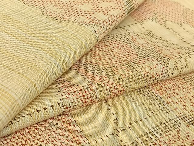 平和屋着物▽上質な紬 単衣 舞蝶文 正絹 jh