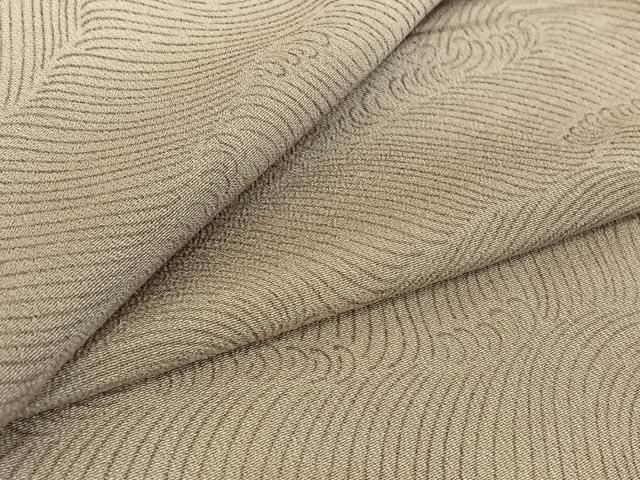 平和屋着物▽上質な小紋 単衣 立波文 鬼しぼ縮緬 正絹 jh