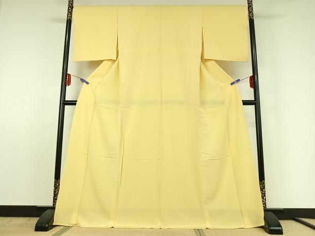 平和屋着物▽上質な色無地 単衣 鳥の子色 正絹 jh