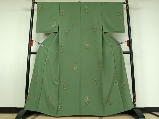 平和屋着物▽上質な小紋 単衣 吉祥雪輪文 兎 金彩 正絹 jh