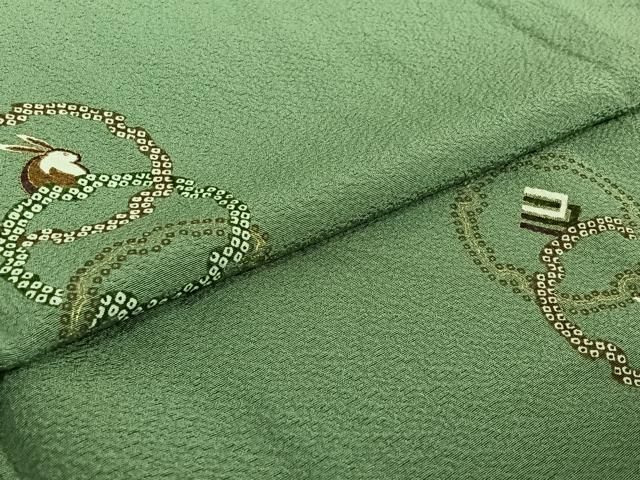  平和屋着物▽上質な小紋 単衣 吉祥雪輪文 兎 金彩 正絹 jh 小紋 着物