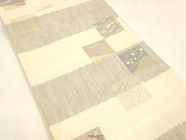 平和屋着物＊夏物 六通柄 本袋帯 松葉露芝文 金糸 正絹 cm