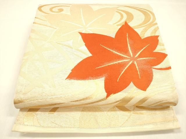 平和屋着物＊夏物 六通柄袋帯 籬竜田川 金糸 正絹 cm