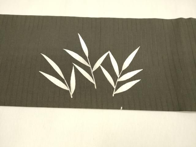  平和屋着物＊夏物 絽塩瀬 九寸名古屋帯 草葉文 鷺 黒地 正絹 cm 名古屋帯 帯