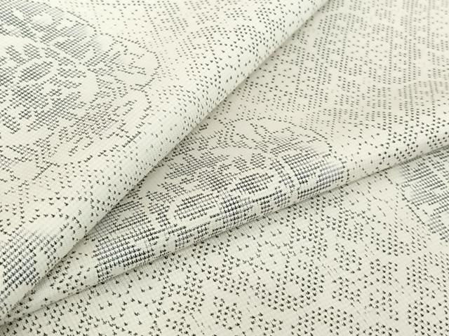 平和屋着物▽本場大島紬 白大島 単衣 9マルキ 正倉院花文 ますいわ屋