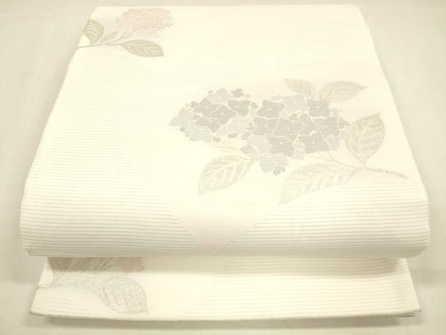 平和屋着物＊夏物 西陣 川島織物 洗える最 着物 英 はなぶさ謹製 六通柄 京袋帯 紫陽花 銀糸 たとう紙付き cm