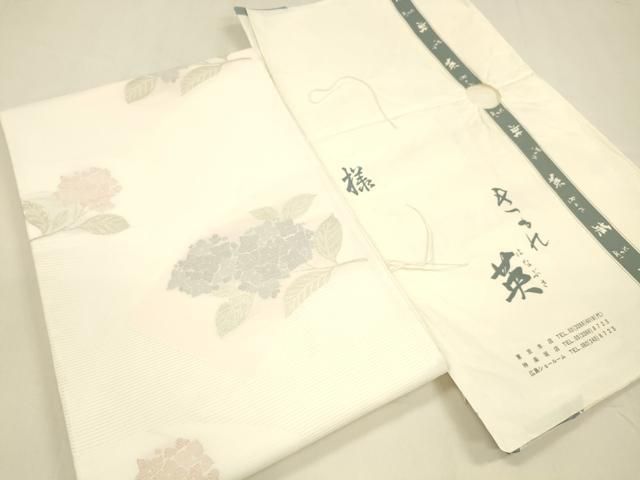 平和屋着物＊夏物 西陣 川島織物 洗える最 着物 英 はなぶさ謹製 六通柄 京袋帯 紫陽花 銀糸 たとう紙付き cm