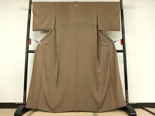 平和屋着物▽上質な色無地 単衣 空五倍子色 正絹 jh