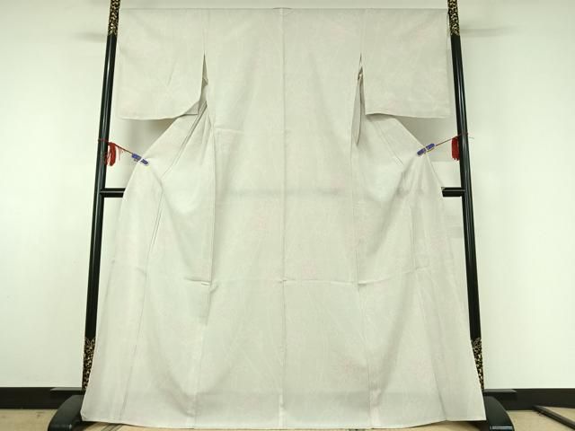 平和屋着物▽本塩沢 単衣 110亀甲 草花文 正絹 jh