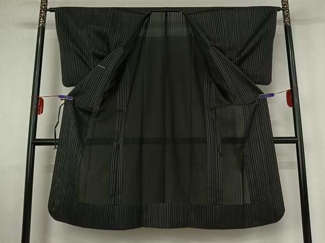 平和屋着物▽道行コート スリーシーズン 春夏秋 塵除け 縞 ロング丈 正絹 jh