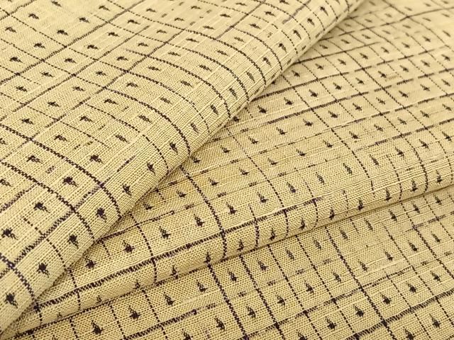 平和屋着物▽上質な紬 単衣 格子 正絹 jh