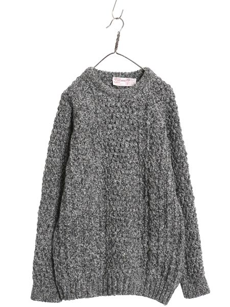 80 s アイルランド製 Glen Columb Kille フィッシャーマン ニット セーター メンズ L 程 ヴィンテージ ローゲージ ウール ケーブル アラン