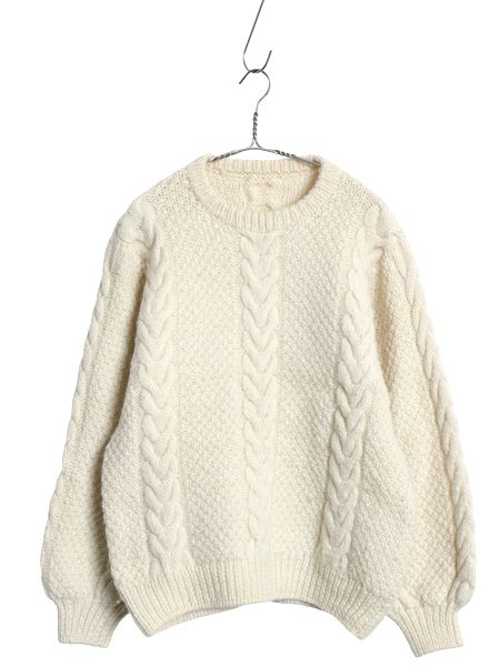 な ! フィッシャーマン ニット セーター レディース S | アラン ケーブル ローゲージ シンプル ゆったり きれいめ 無地 ナチュラル カジュアル