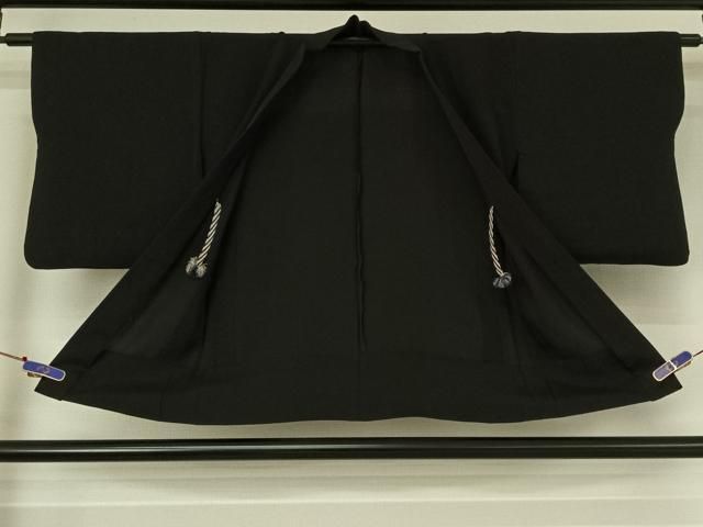 平和屋着物▽羽織 スリーシーズン 春夏秋 塵除け よろけ縞 暗黒色 正絹 jh