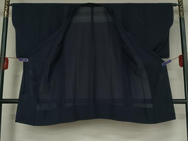 平和屋着物▽道行コート スリーシーズン 春夏秋 塵除け 紺藍色 ロング丈 正絹 jh