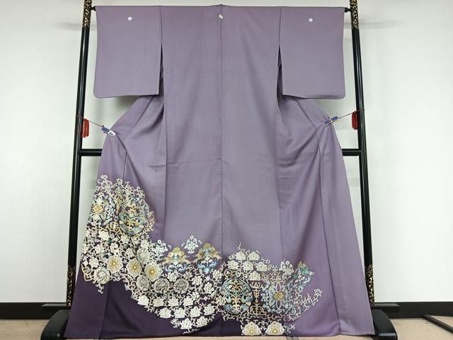 平和屋着物▽豪華色留袖 単衣 花鳥文 暈し染め 金彩 正絹 jh