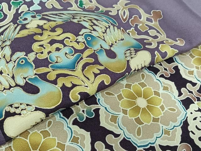  平和屋着物▽豪華色留袖 単衣 花鳥文 暈し染め 金彩 正絹 jh 黒留袖 着物