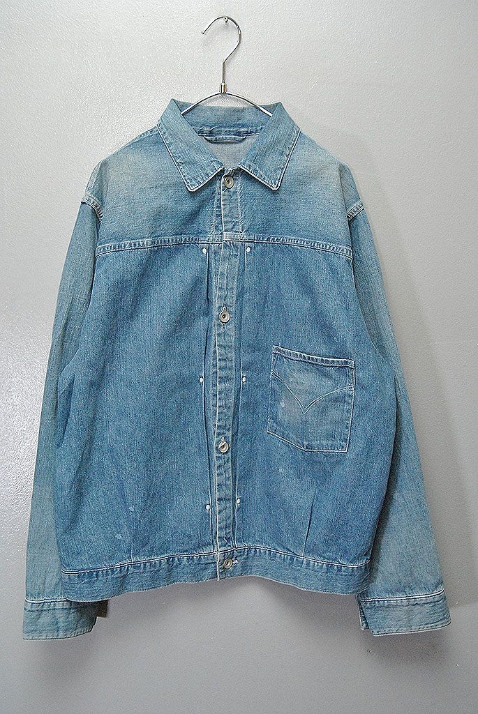 MAATEE SONS LIGHT OZ DENIM PLEATED BLOUSE マーティーアンドサンズ ライトオンス デニムジャケット プリーツ フェード インディゴ 3