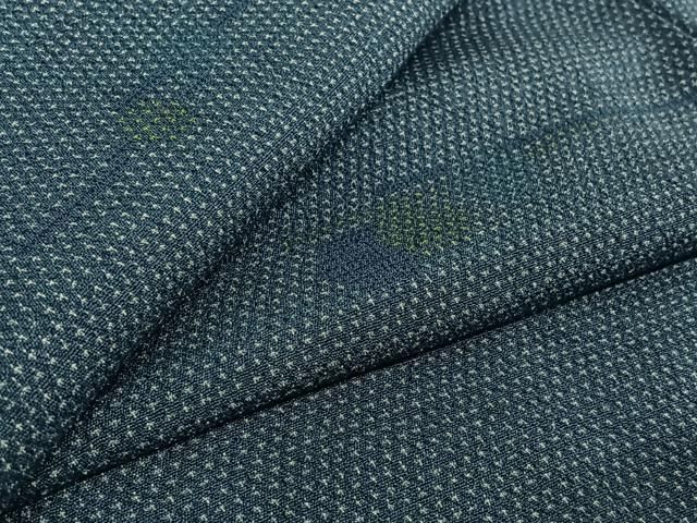 平和屋着物▽本塩沢 単衣 枝葉文 正絹 jh