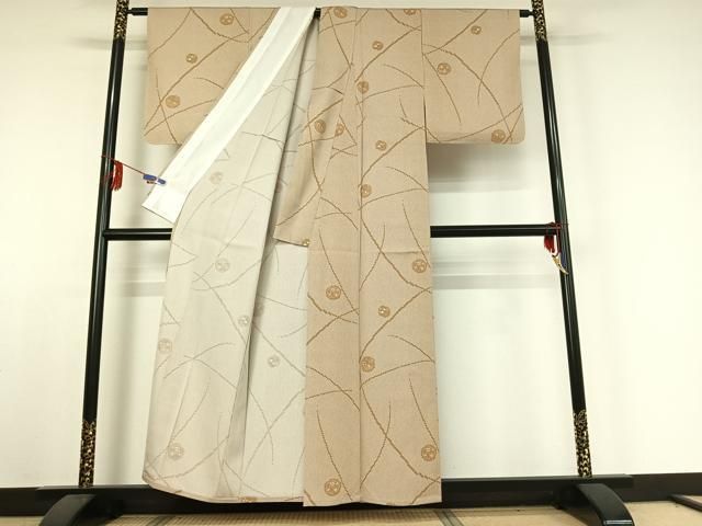  平和屋着物▽上質な小紋 単衣 鴛鴦花文 正絹 jh 小紋 着物