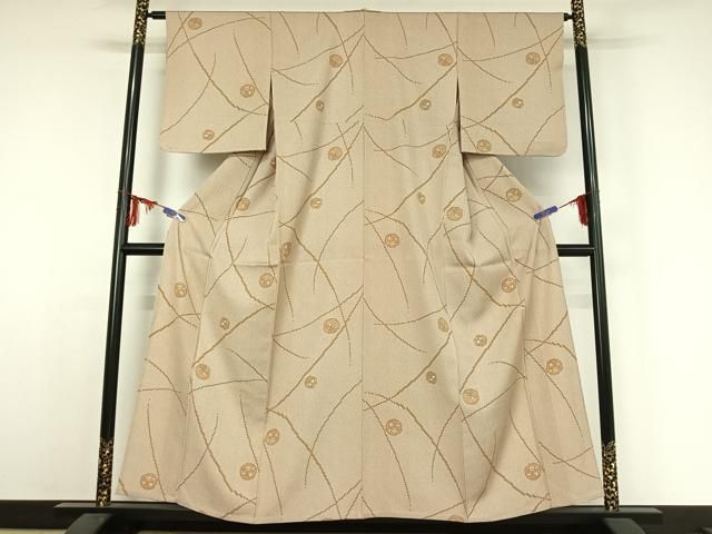 平和屋着物▽上質な小紋 単衣 鴛鴦花文 正絹 jh