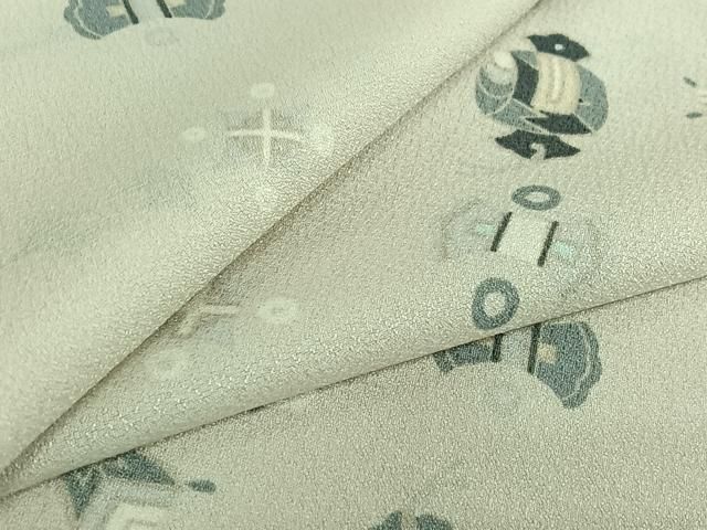 平和屋着物▽小紋 単衣 宝尽くし文 洗える着物 jh