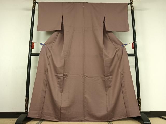 平和屋着物▽色無地 単衣 菱地紋 紅藤色 高島屋扱い 洗える着物 jh