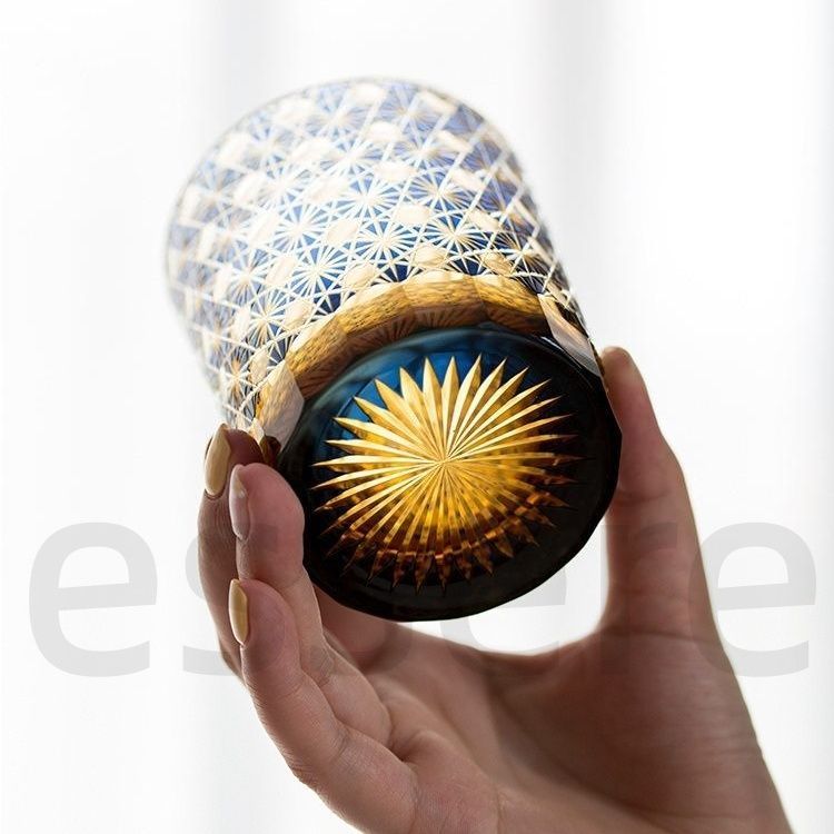  職人手彫り 江戸切子 グラス コップ クリスタルタンブラー 2点まとめて 琥珀色 木箱入り 232 ml 日式 還暦 敬老 引き出物 ギフト 感 ロック 冷酒 焼酎 日本酒 洋酒対応 コップ グラス コップ グラス 酒器