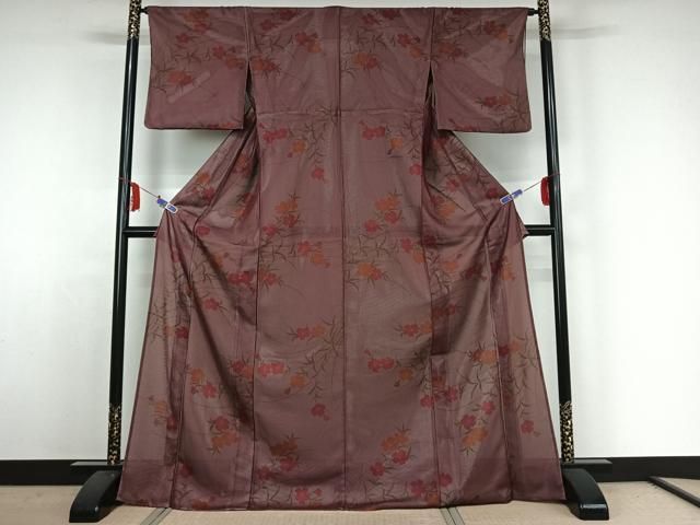 平和屋着物▽上質な小紋 無双 絽袷 絽×絽 草花文 正絹 jh